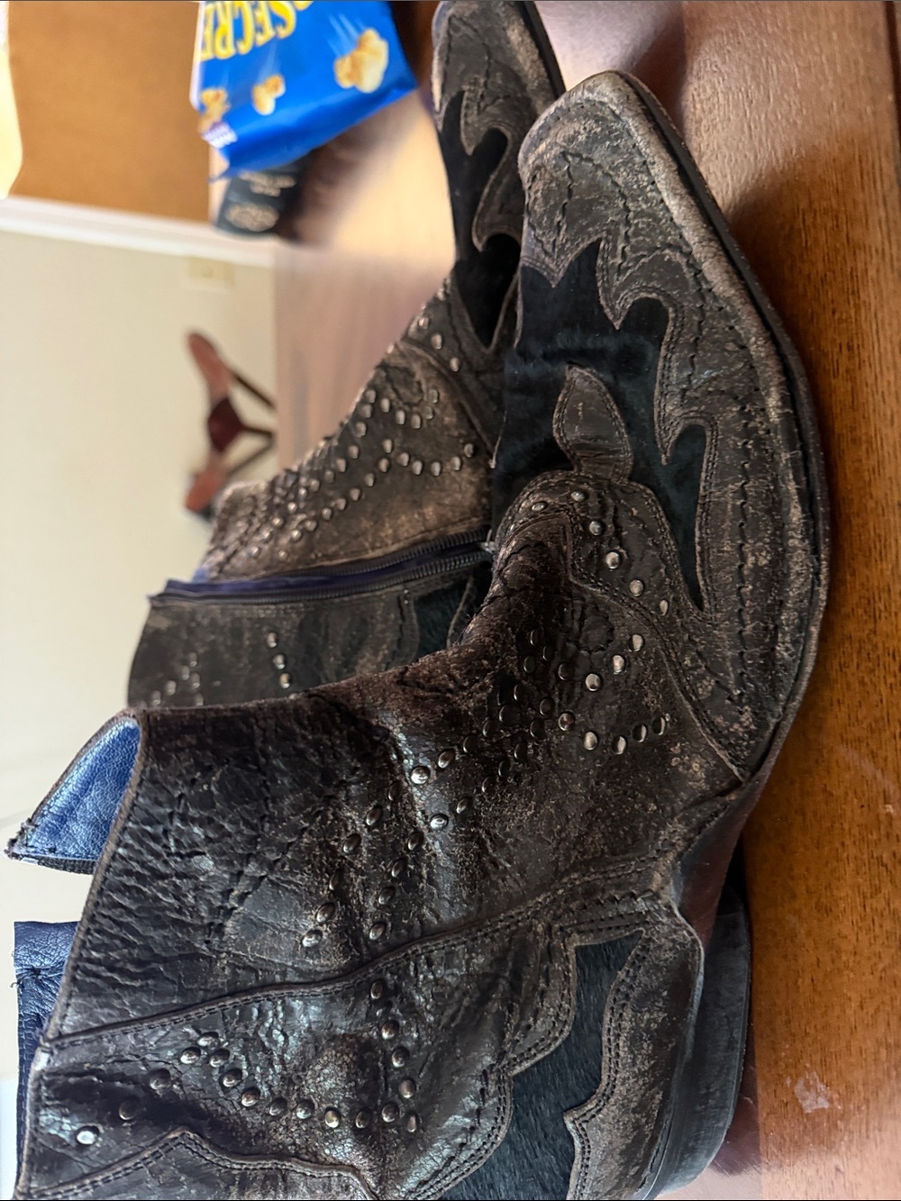 MARK NASON *** Studded Black Western Ankle Boots